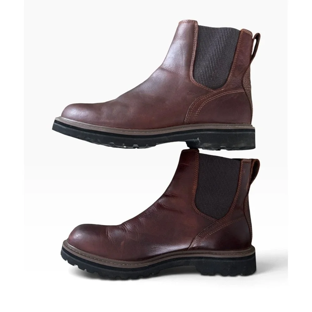 LL Bean Portland Chelsea Boots Mens 10.5 Dark Brown Leather Vibram Sole 523014